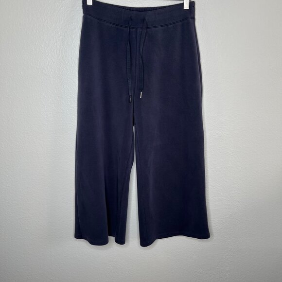 Spanx Womens Large Airessentials Wide Leg Crop Navy Blue Sweat Pant 50433r - Picture 5 of 13